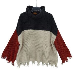 POL Orange Cream Chunky Turtleneck Sweater MED